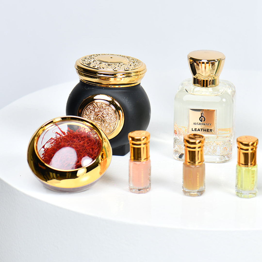 Divine Gift Set: Luxurious Red Roses & Alghawaly Perfume Collection