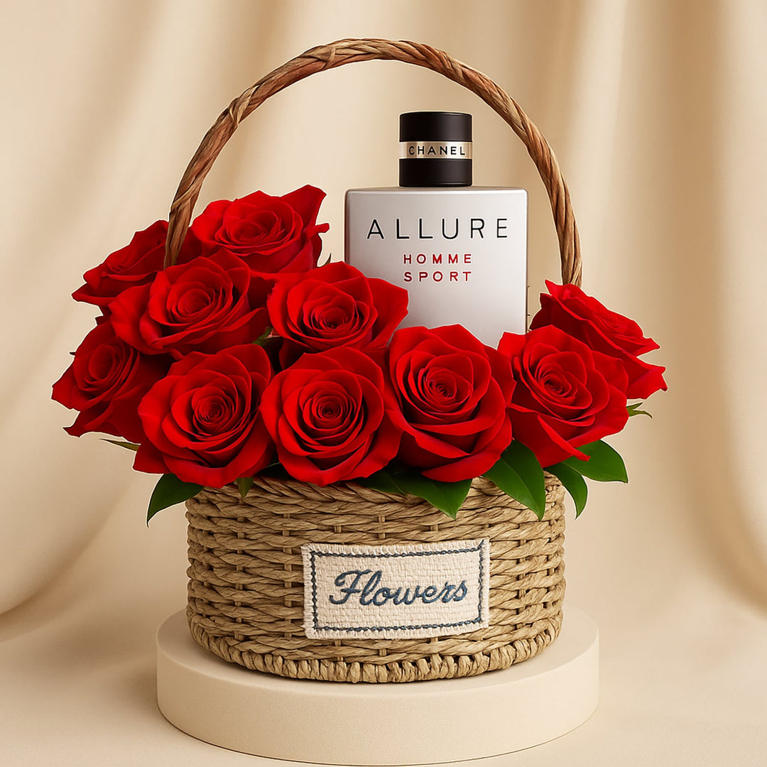 ألور هوم سبورت أمور: سلة هدايا فاخرة من الزهور والعطور