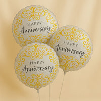 Elegant Happy Anniversary Foil Balloons - Set of 3