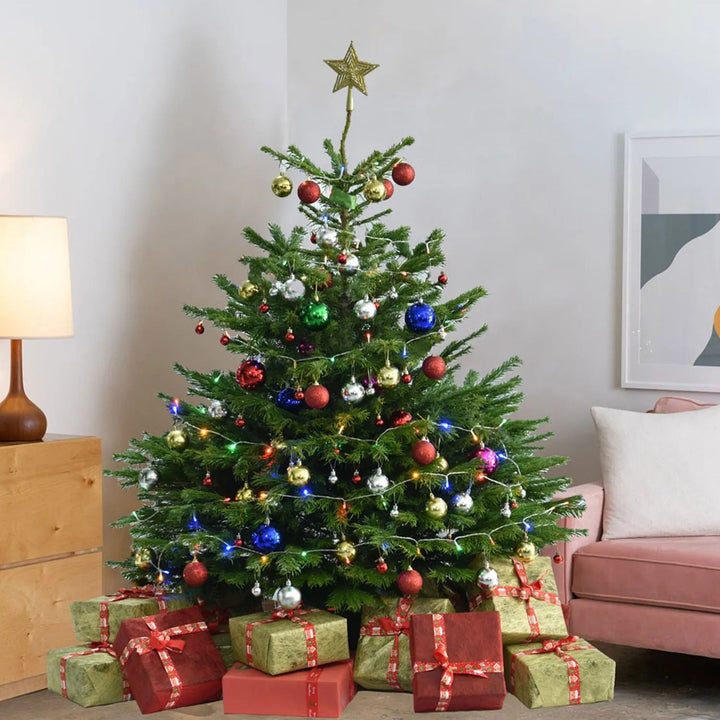 Festive 6-Foot Artificial Christmas Tree with Vibrant Decorations and LED Lights