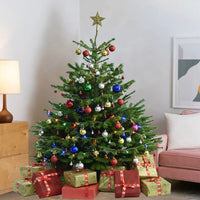 Festive 6-Foot Artificial Christmas Tree with Vibrant Decorations and LED Lights