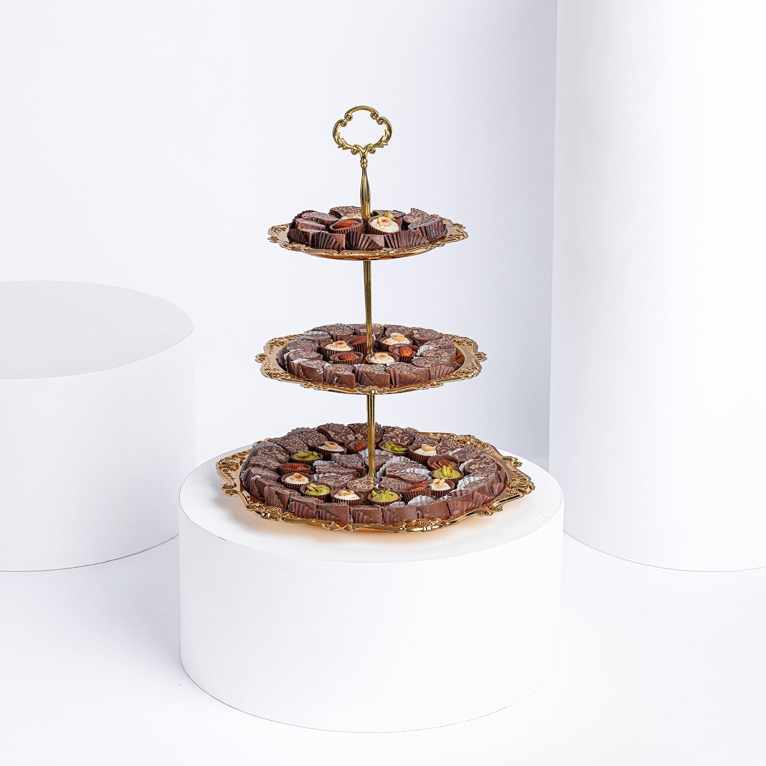 Assorted Chocolates in Golden 3 Layer Plate