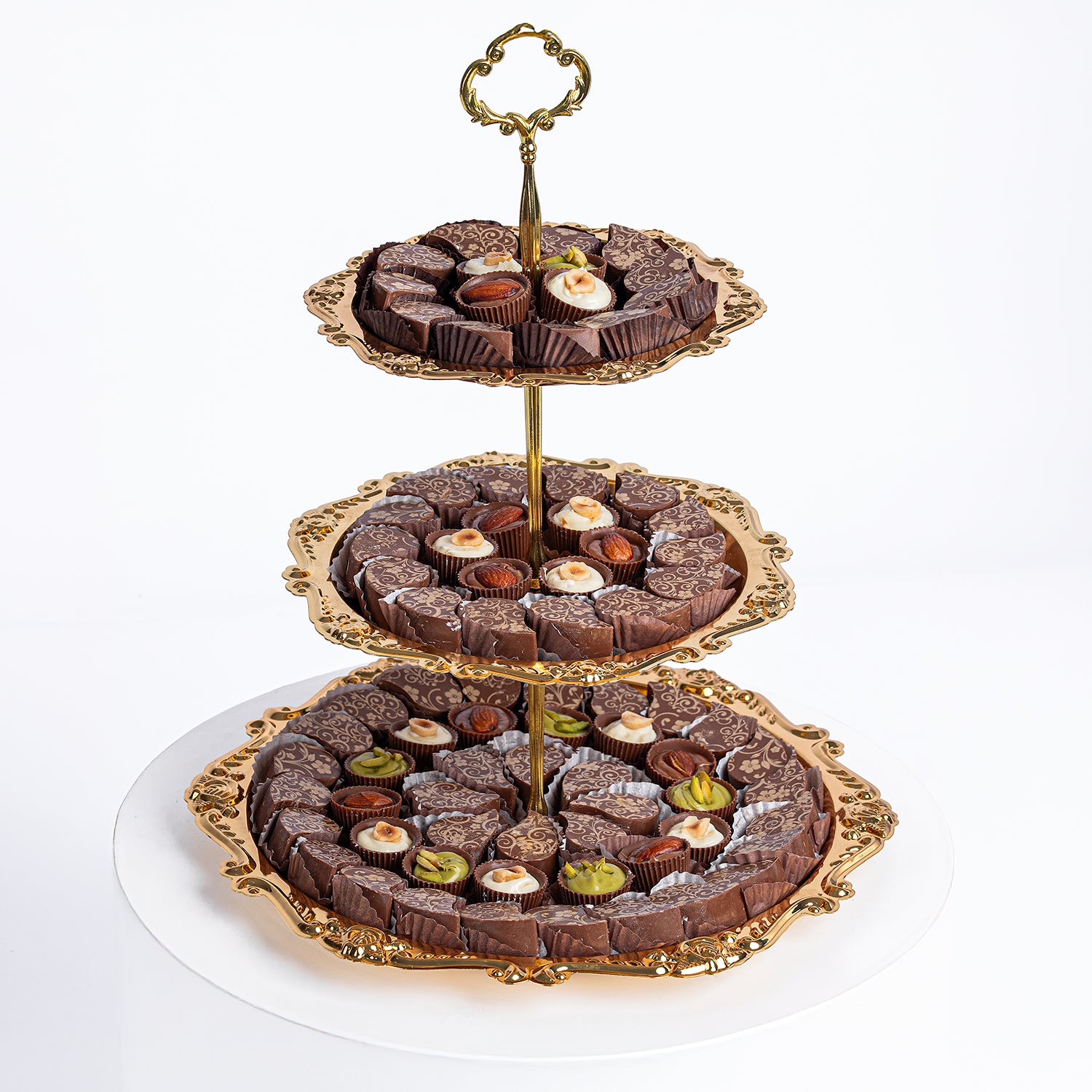 Assorted Chocolates in Golden 3 Layer Plate