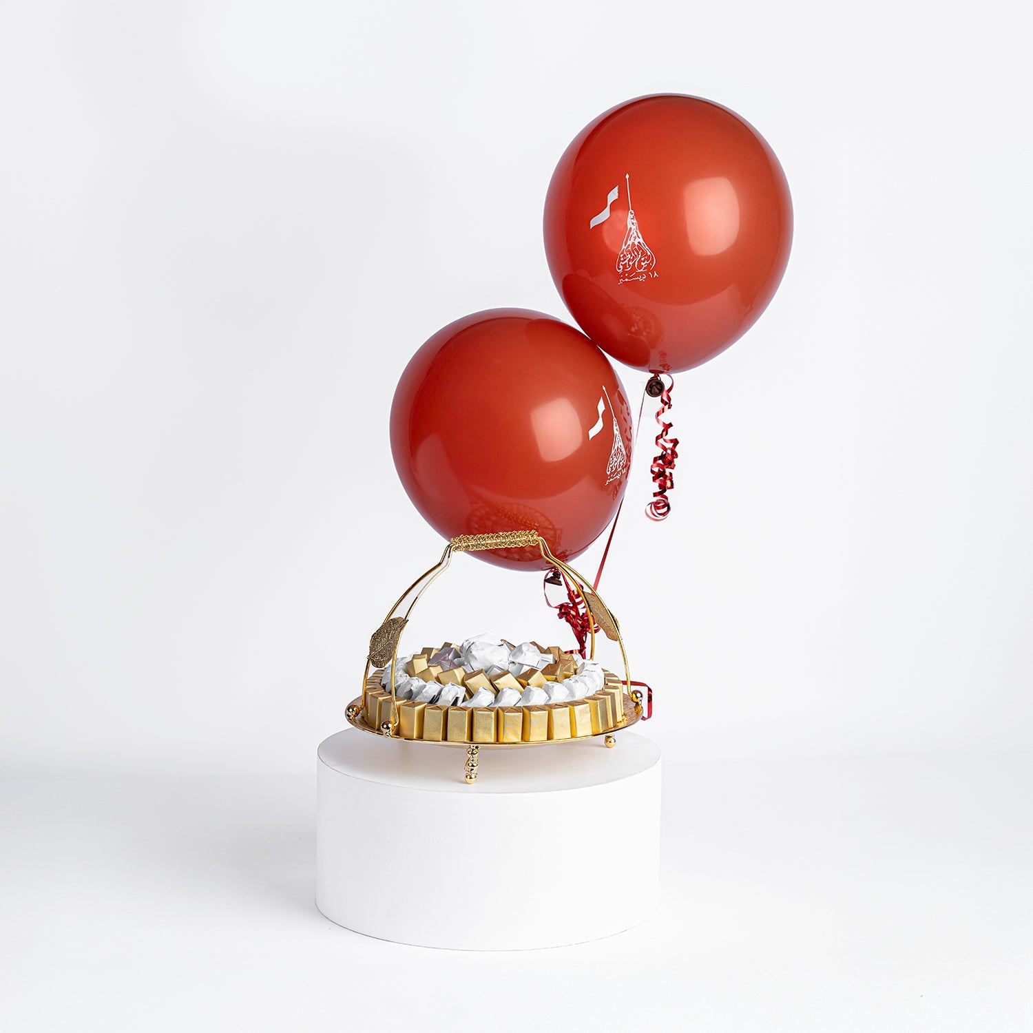 Assorted Chocolates Tray with National Day Balloons