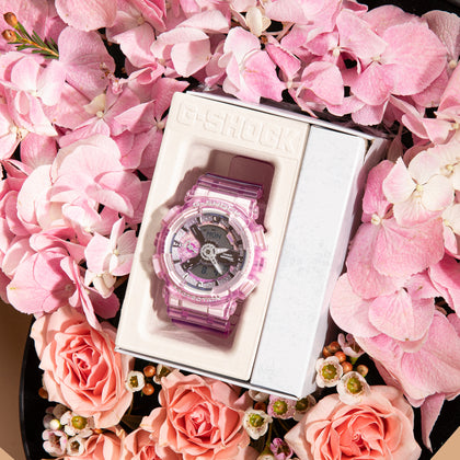 Baby G Resin Shock Resistant Watch For Women With Heart Shaped Flower Box