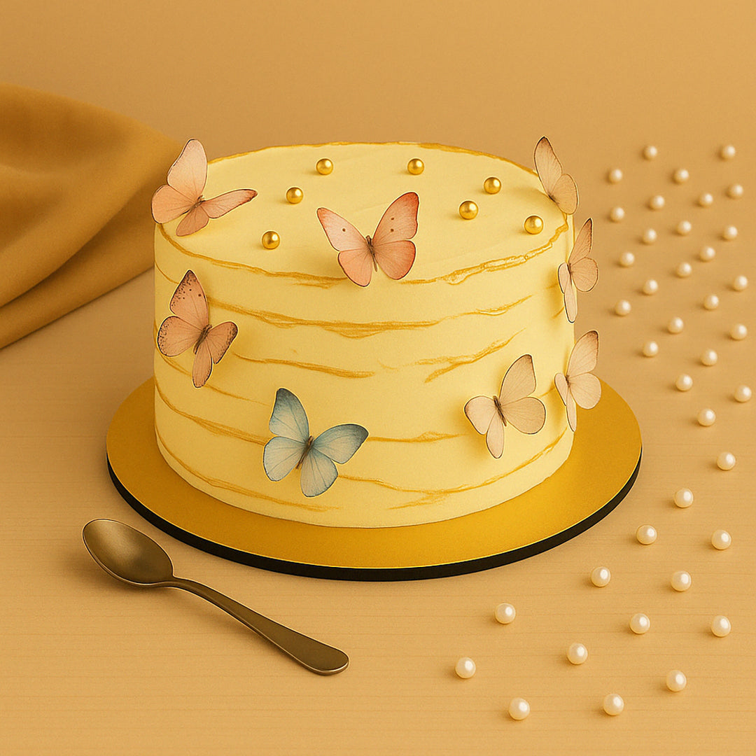 Winged Wishes Delight Chocolate Cake with Elegant Butterflies
