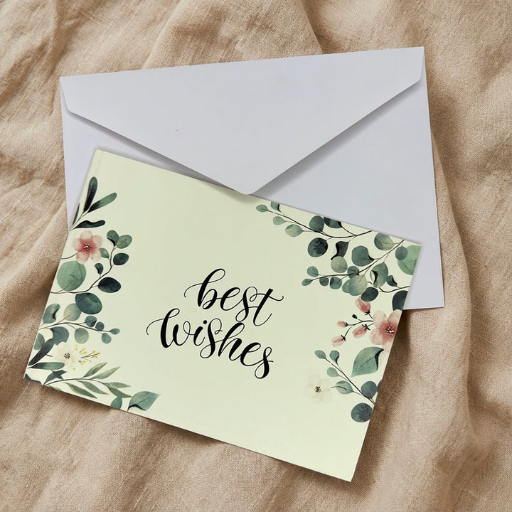 بطاقة تهنئة بأزهار أنيقة لأطيب التمنيات