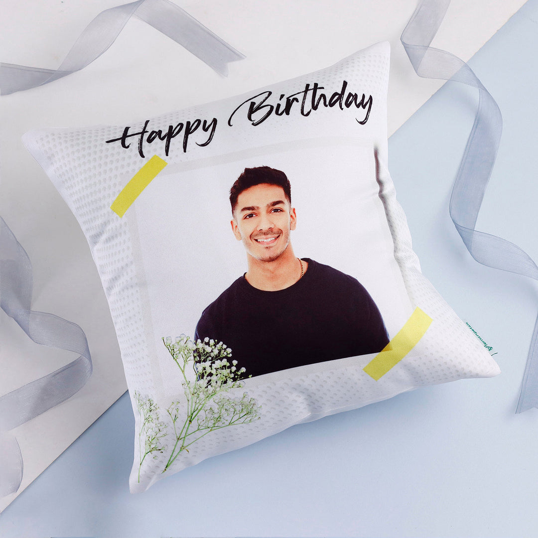 Personalized Birthday Hugs Cushion with Photo and Message