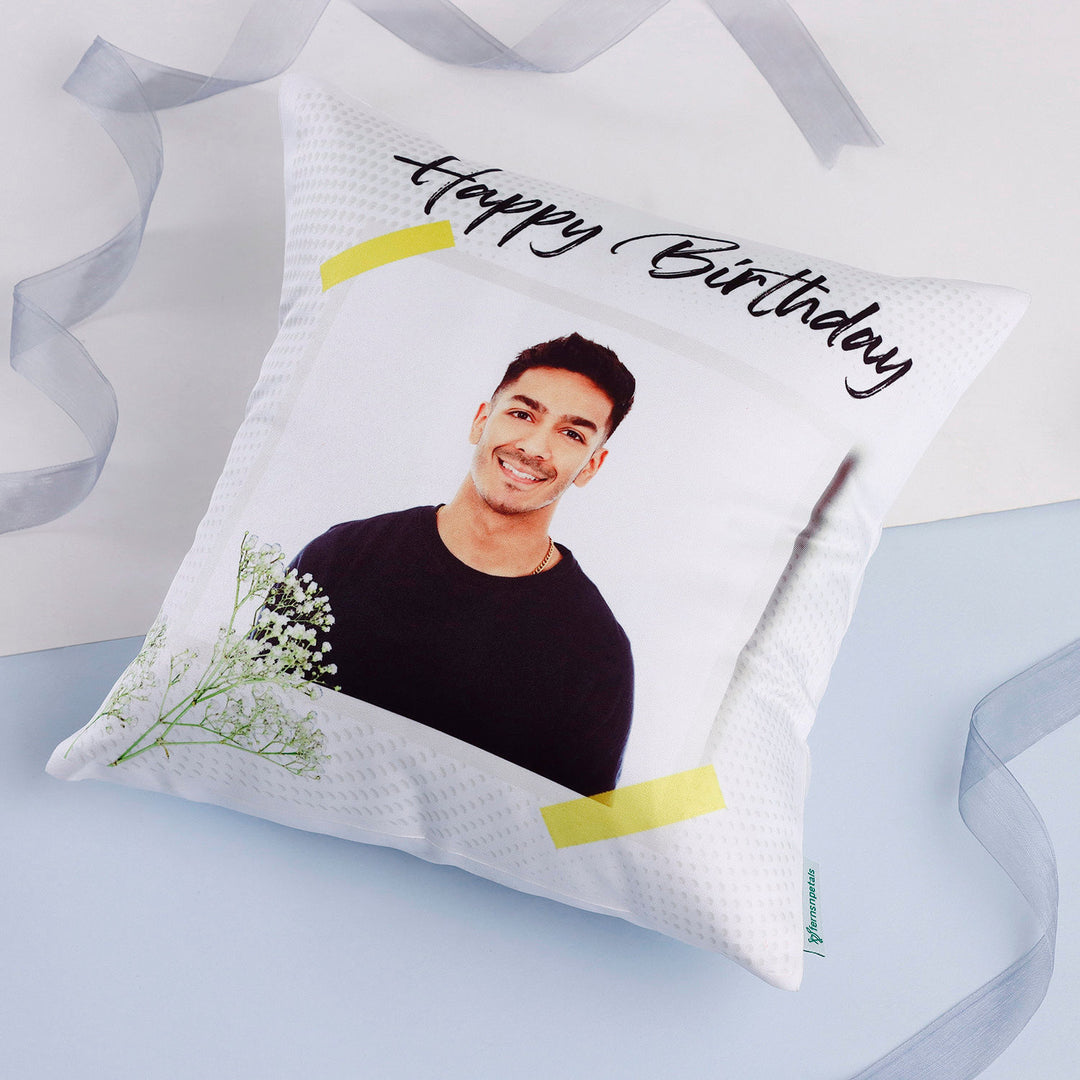 Personalized Birthday Hugs Cushion with Photo and Message