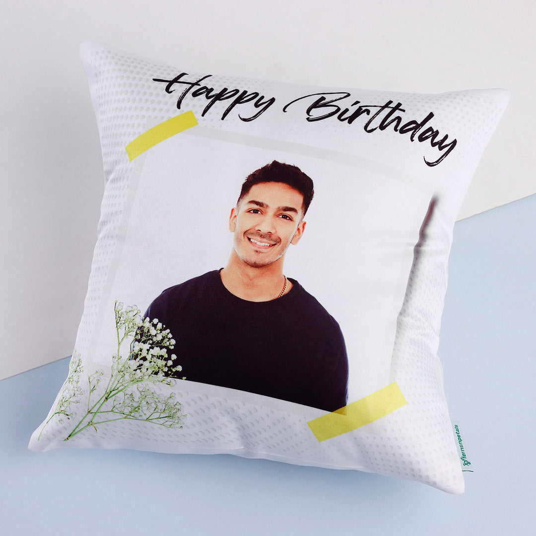 Personalized Birthday Hugs Cushion with Photo and Message