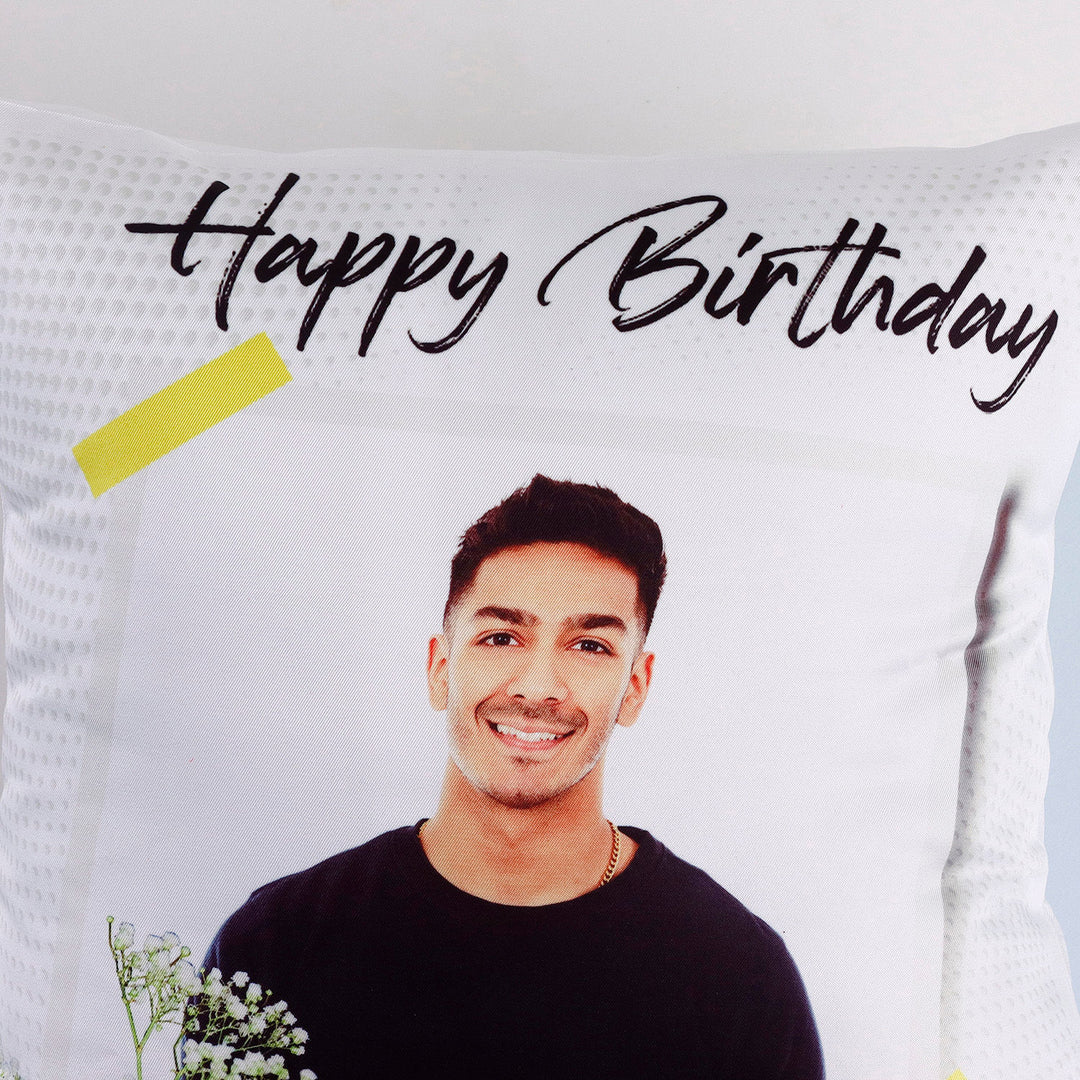 Personalized Birthday Hugs Cushion with Photo and Message
