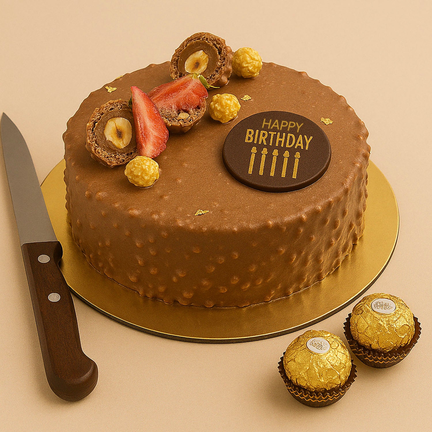 Golden Rocher Birthday Cake