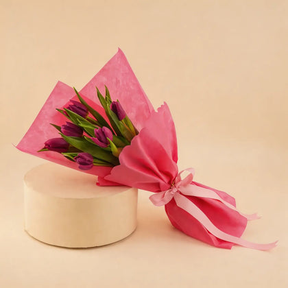 Elegant Pink Tulip Bouquet with Deluxe Wrap