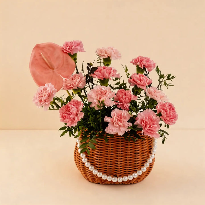 Charming Pink Blossom Basket