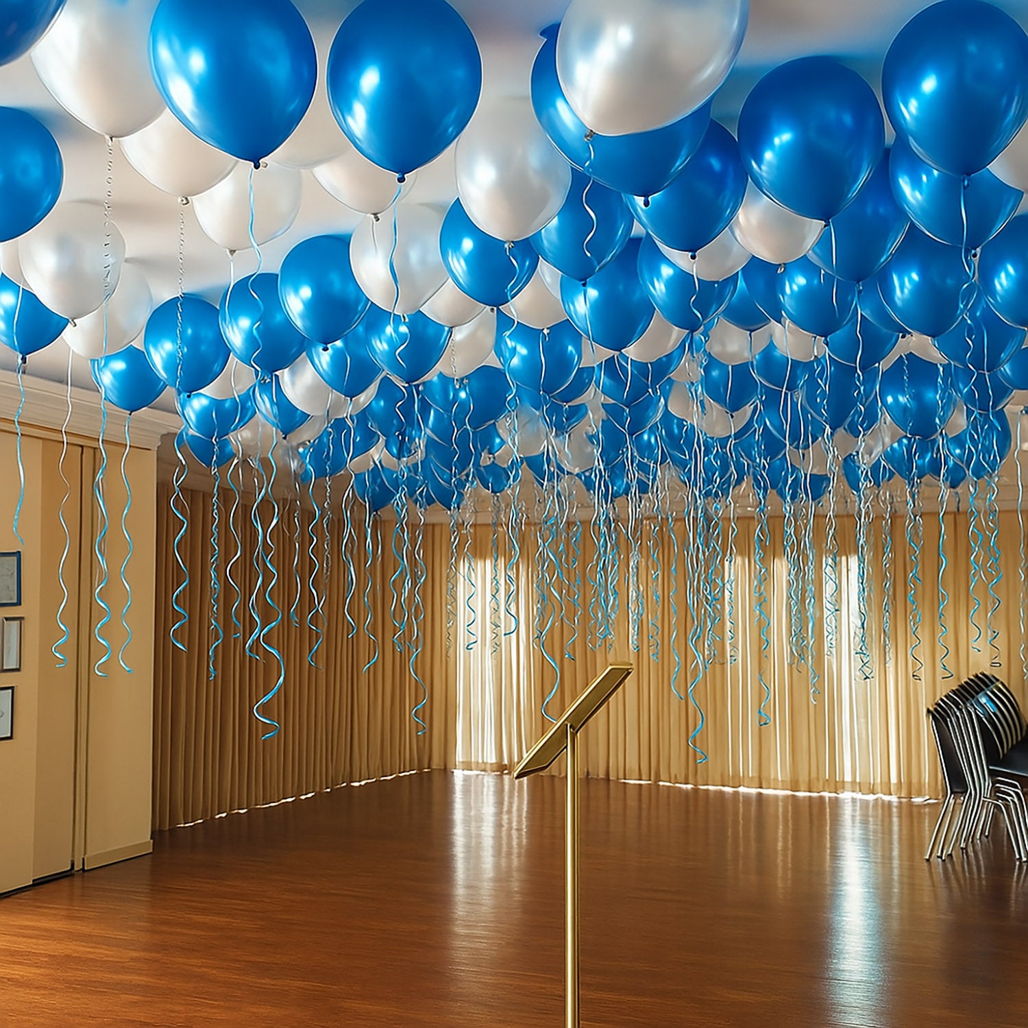 Blue And Silver Helium Balloon Decor