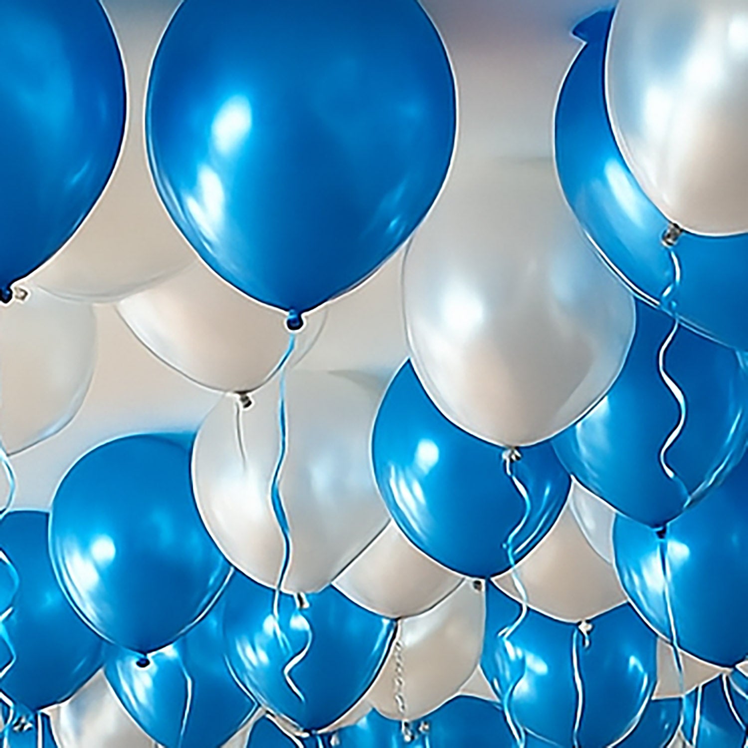 Blue And Silver Helium Balloon Decor