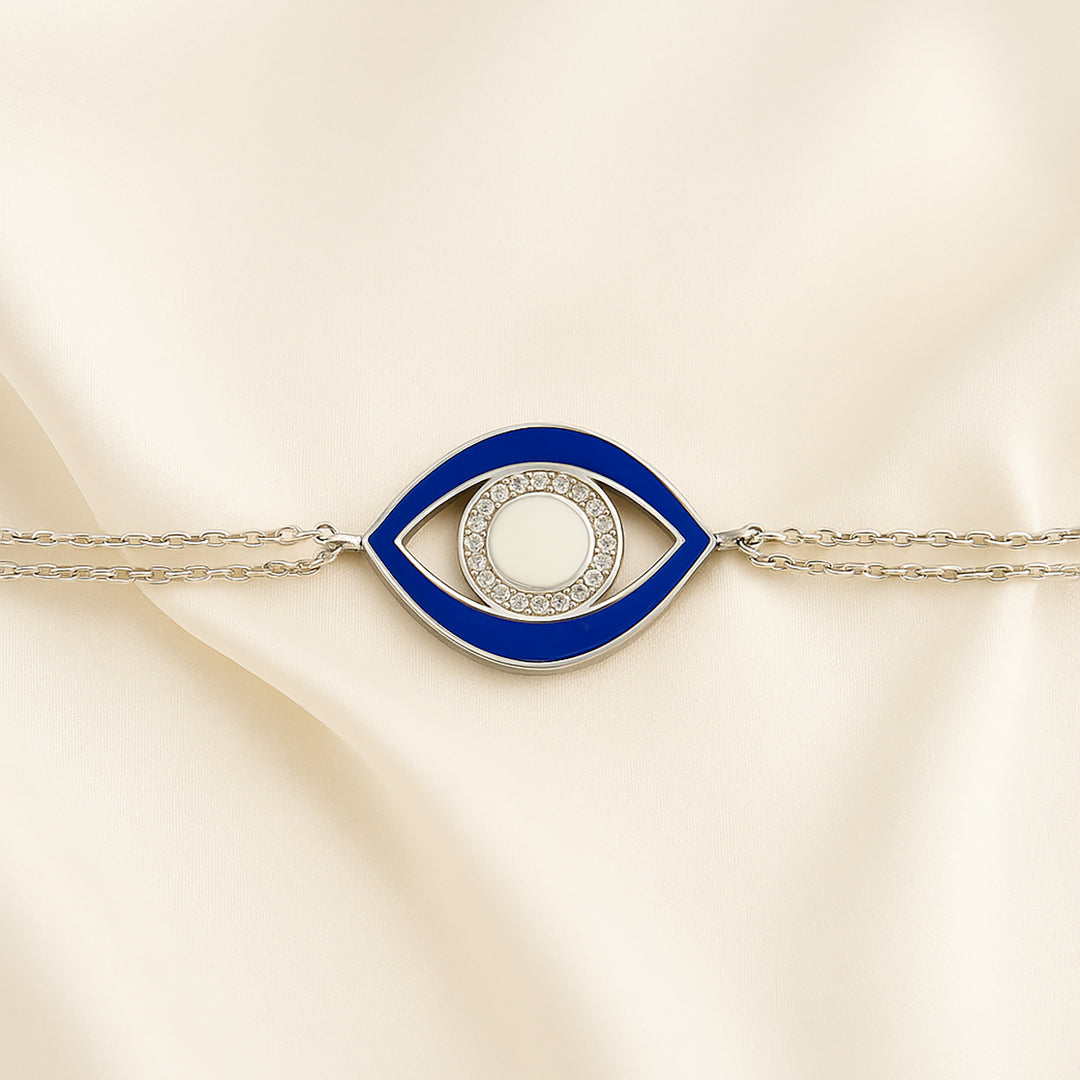 Elegant Blue Eye Guardian Necklace Set with Luxurious Purple Roses Arrangement