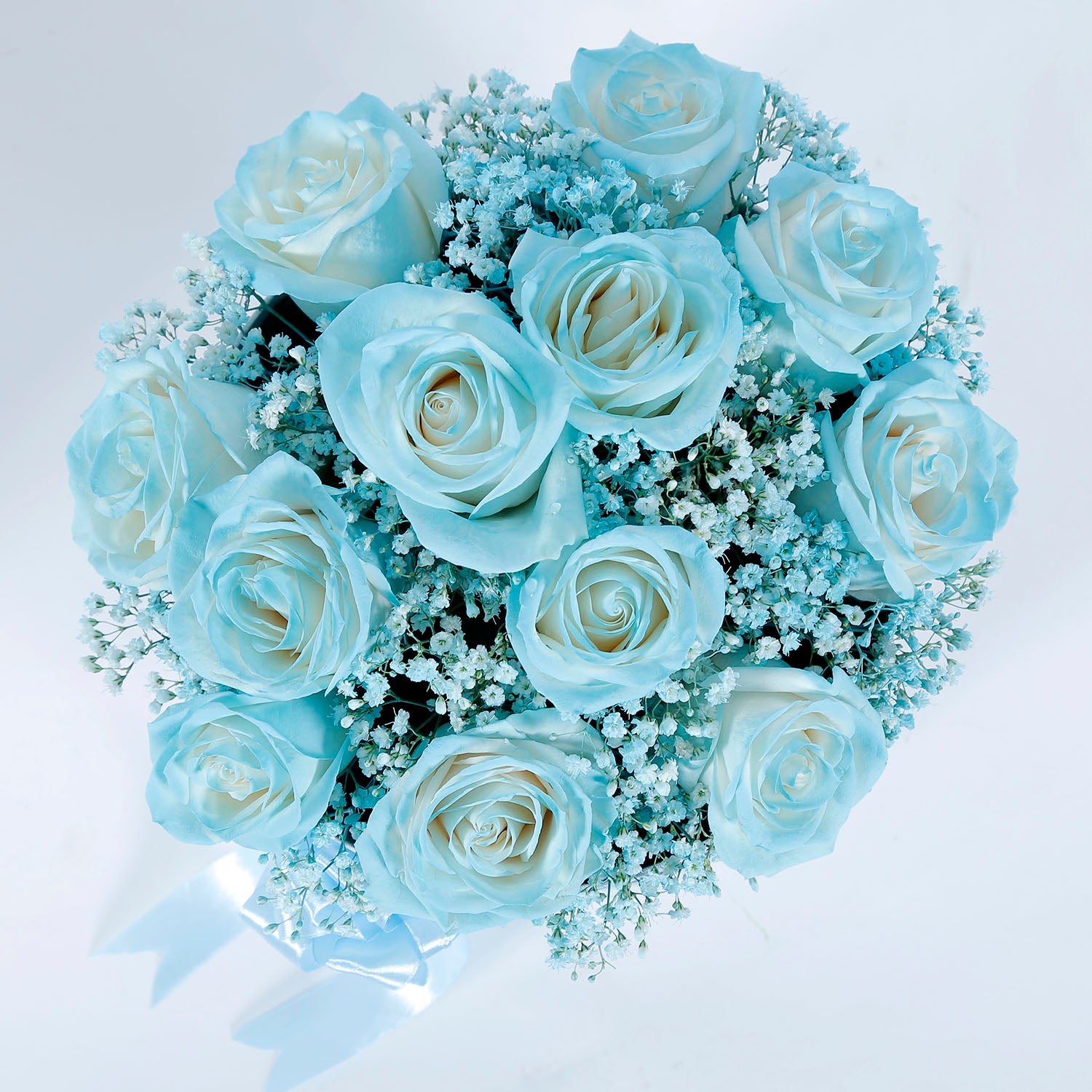 Blue Roses Arranged in Round Box