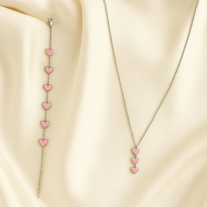 Blush Hearts Necklace Set