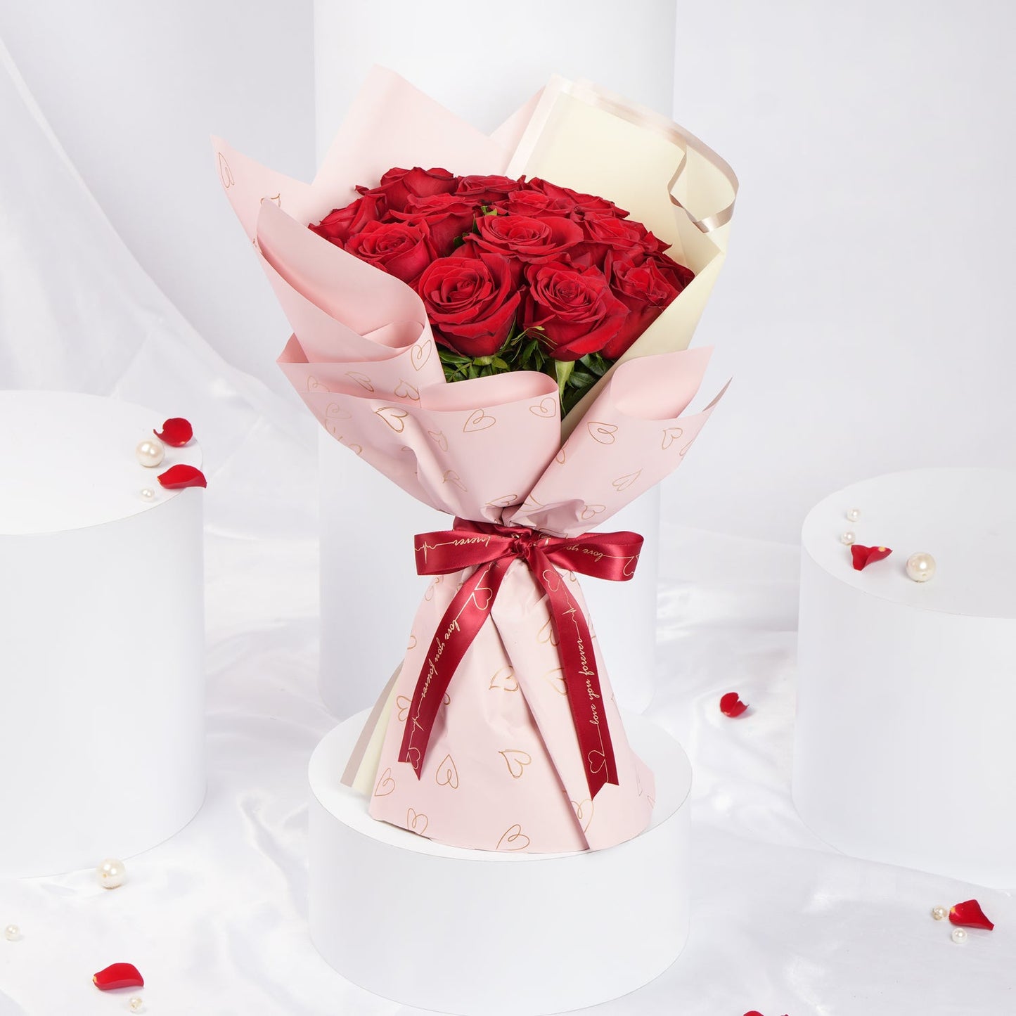 Blush Of Passion: Elegant 18 Red Roses Bouquet