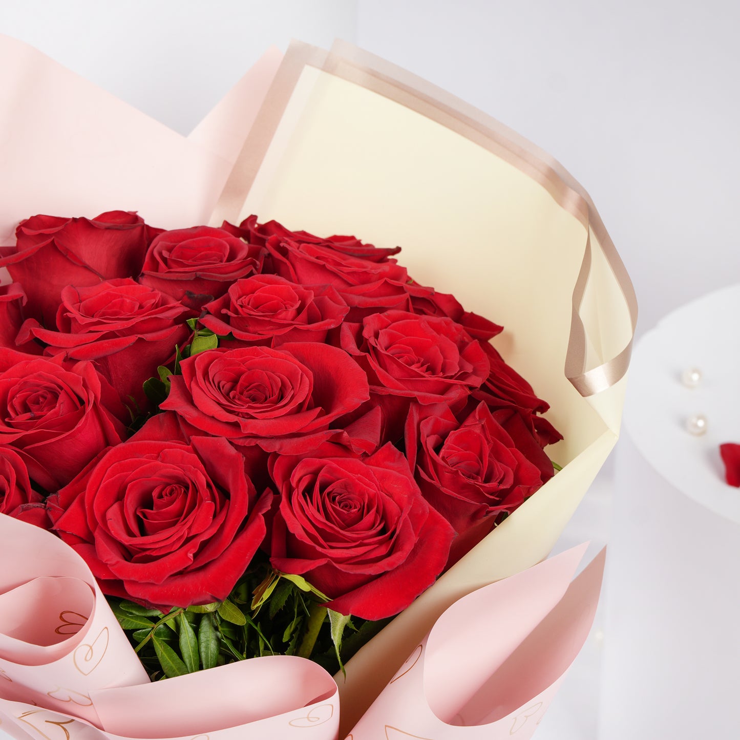 Blush Of Passion: Elegant 18 Red Roses Bouquet