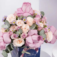 Exquisite Birthday Gift: Burberry Touch & Elegant Floral Arrangement for Her