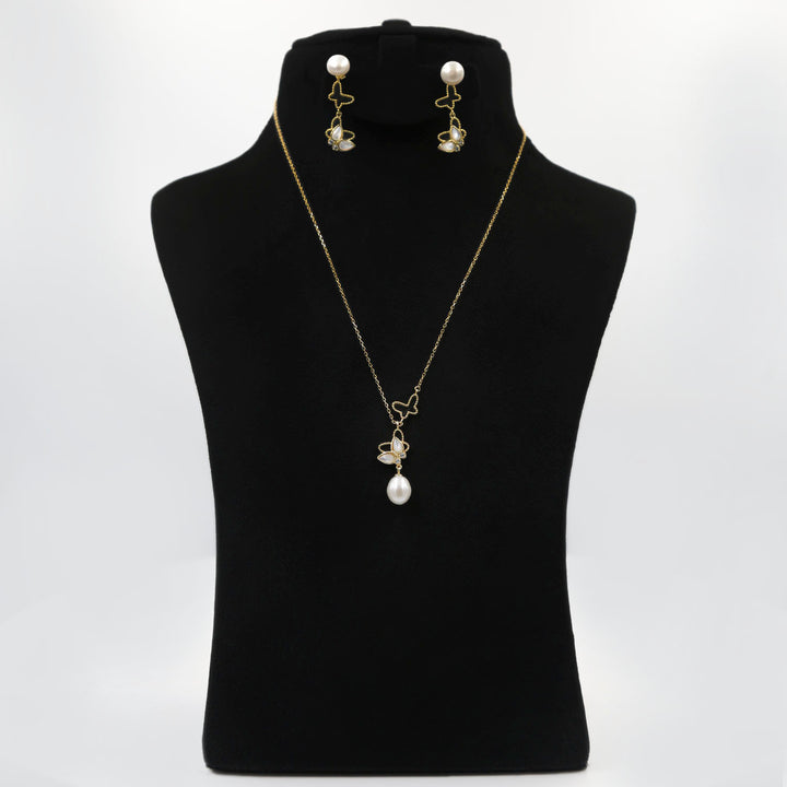Elegant Butterfly Gold Plated Sterling Silver Jewelry Set with Pearls by Glitter