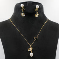Elegant Butterfly Gold Plated Sterling Silver Jewelry Set with Pearls by Glitter