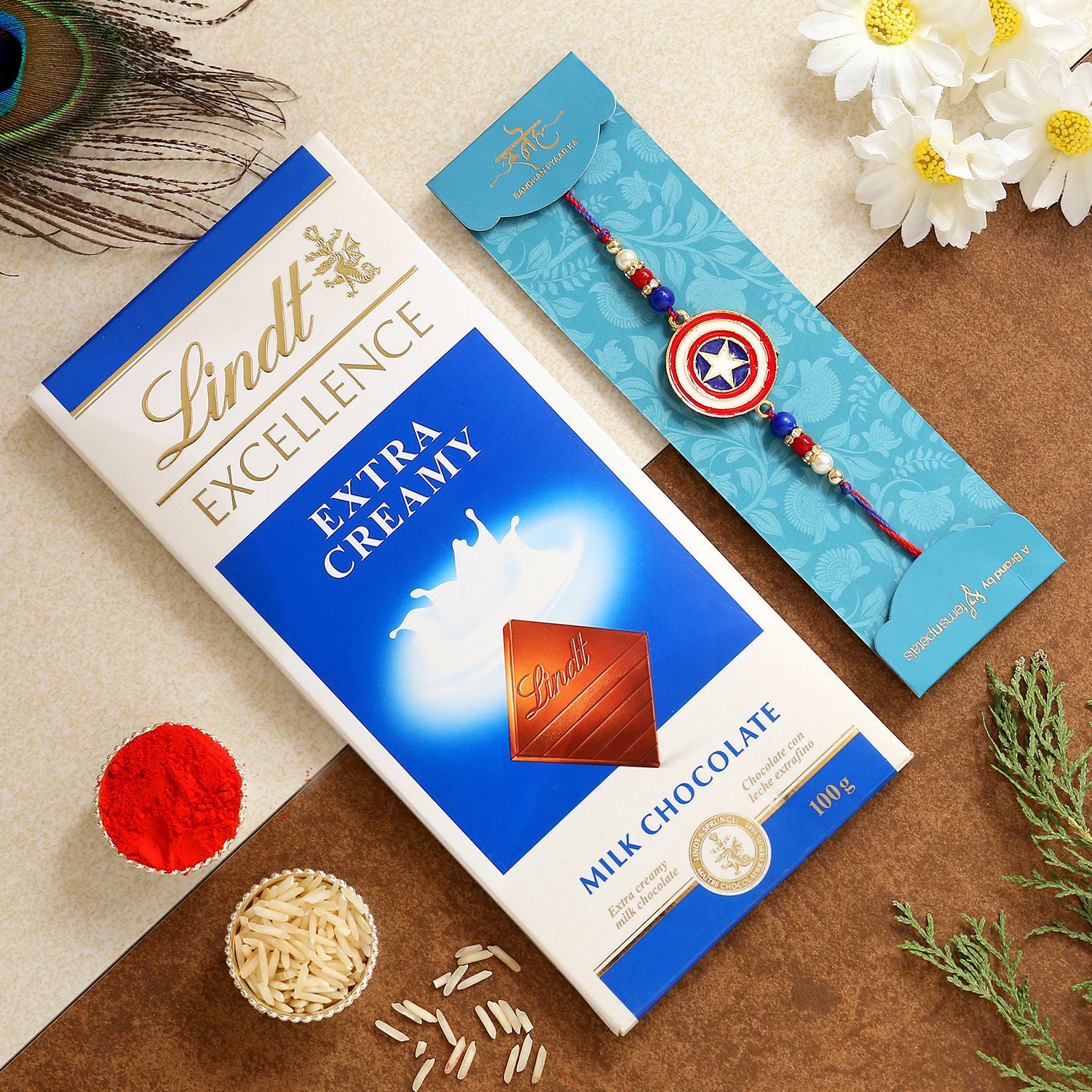 Captain America Kids Rakhi And Lindt
