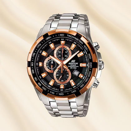 CASIO Chrono Edge Dual Tone Watch for Men With Fnp Flower Sleeve