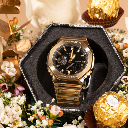 CASIO G-SHOCK Bright Metallic Watch for Men With Roses Box