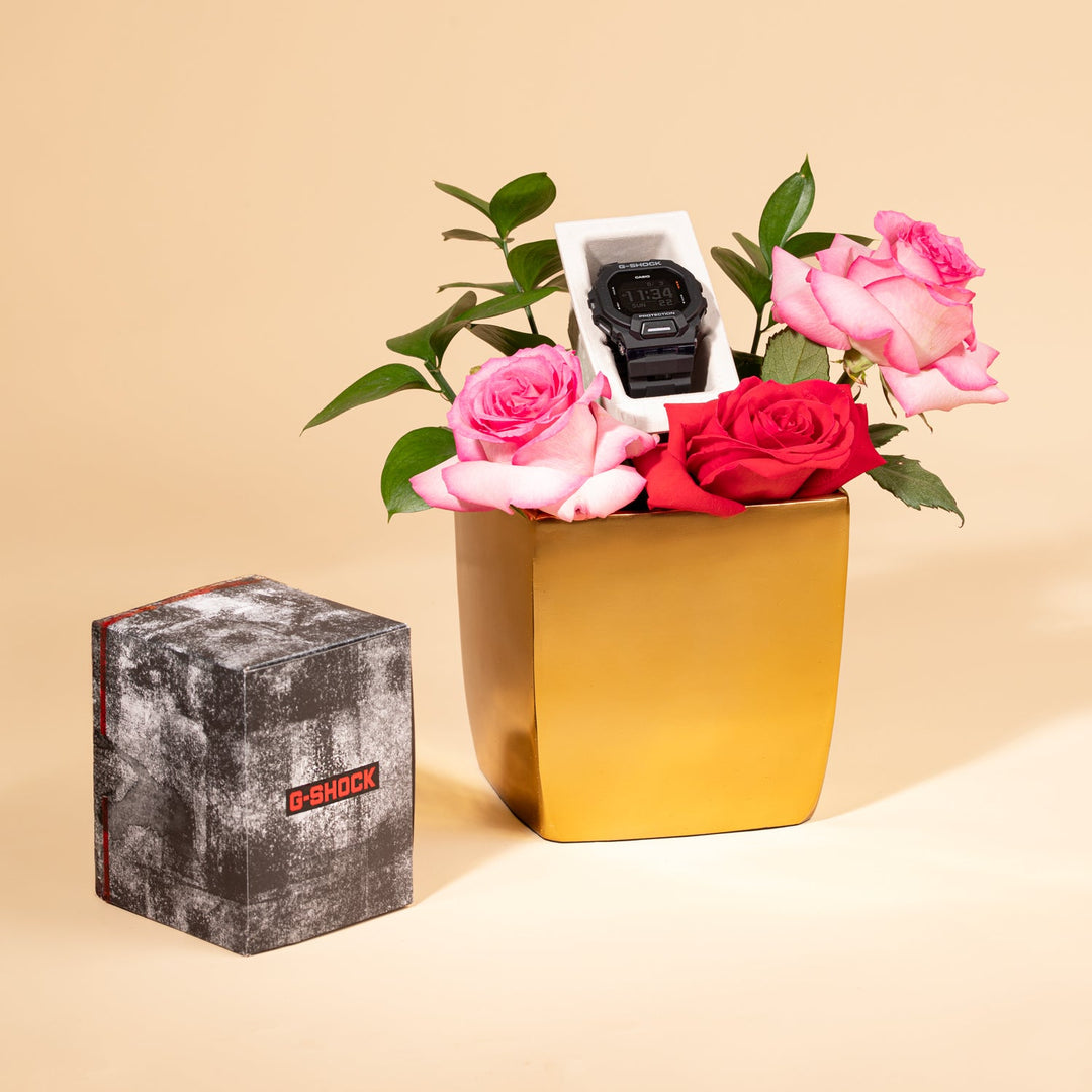 CASIO G-SHOCK GBD 200 Men's Sports Watch with Elegant Floral Arrangement