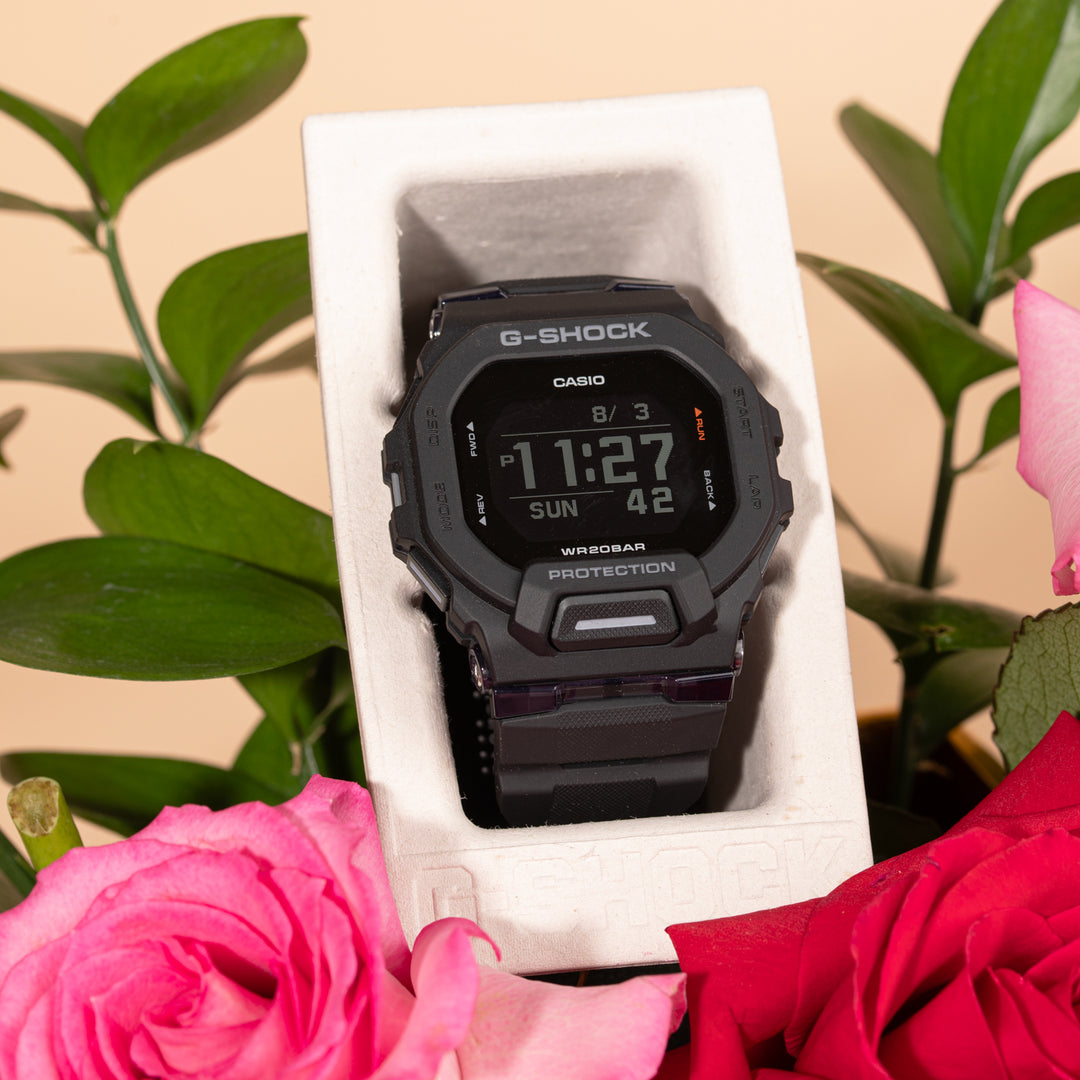 CASIO G-SHOCK GBD 200 Men's Sports Watch with Elegant Floral Arrangement