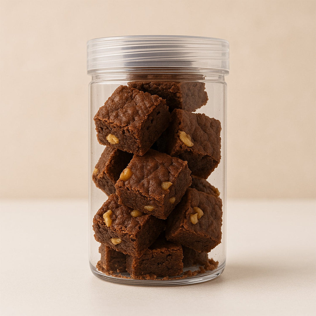 Delicious Chocolate Brownie Bites | 100g in Reusable Plastic Jar
