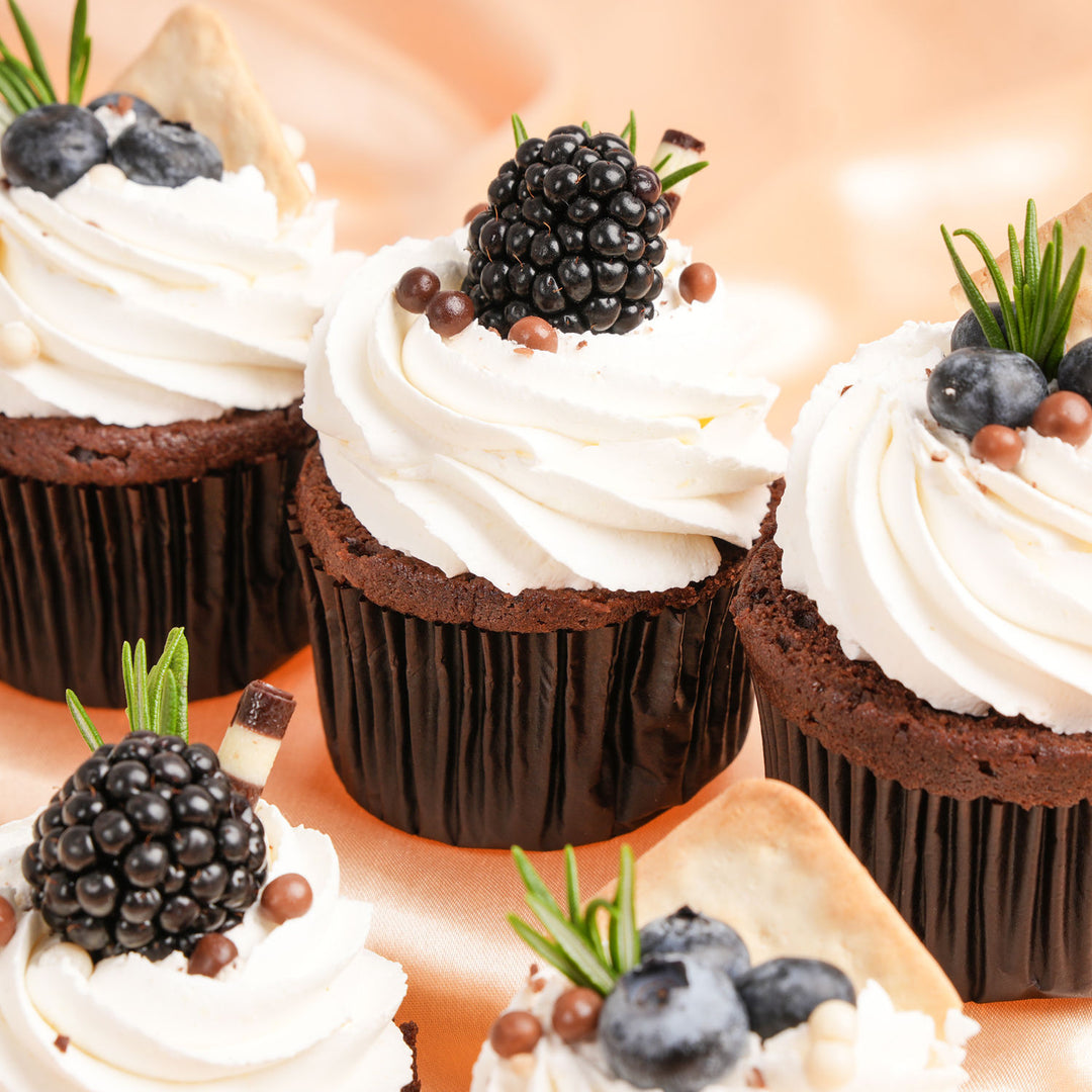 Gourmet Chocolate Cupcakes with Cream Cheese Frosting - 6 Pieces