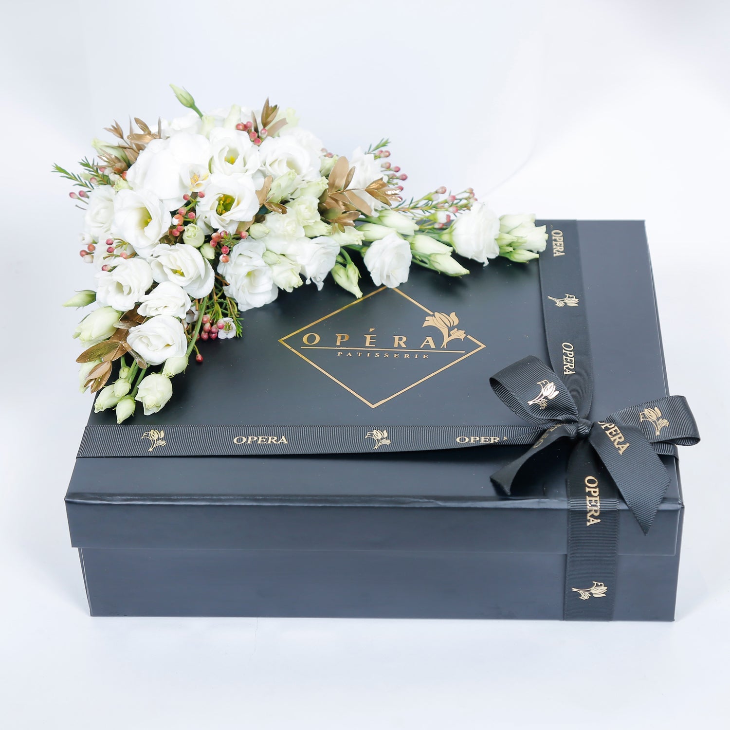 Opera Patisserie-Chocolates Delight Duo Box | White Floral Decor