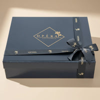 Opera Patisserie Chocolate Delight Duo Box with Elegant White Floral Arrangement