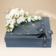 Opera Patisserie Chocolate Delight Duo Box with Elegant White Floral Arrangement