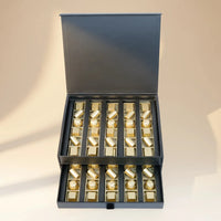 Opera Patisserie Chocolate Delight Duo Box with Elegant White Floral Arrangement