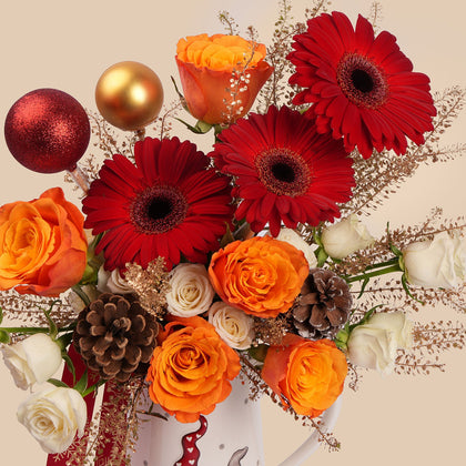 Christmas Festive Bloom Jug - A Joyful Floral Celebration