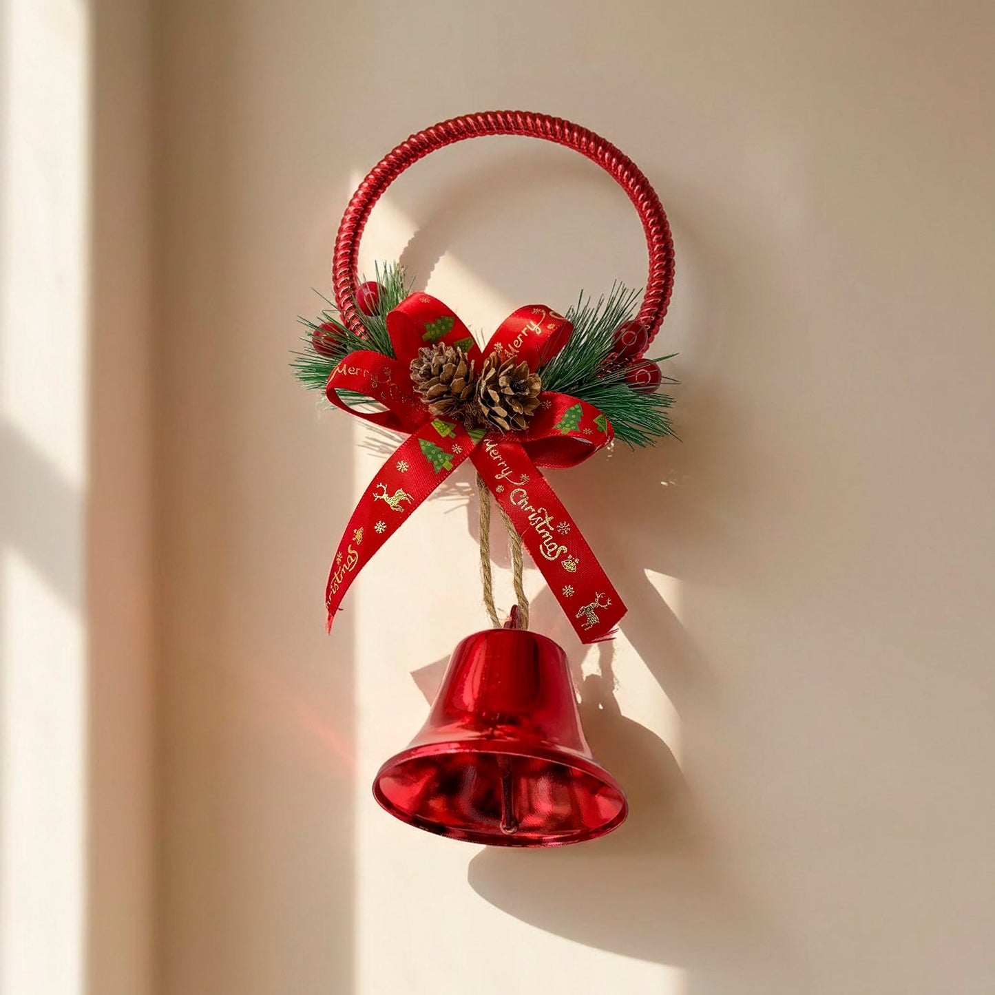 زينة باب عيد الميلاد بجرس عيد الميلاد المبهج