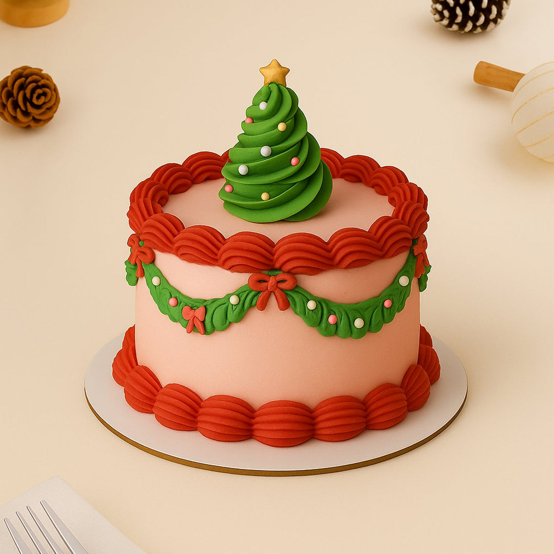 Festive Christmas Tree Crown Cake