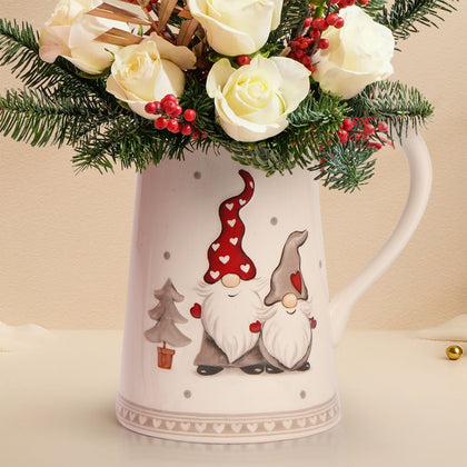 Festive Christmas White Rose Floral Jug Arrangement