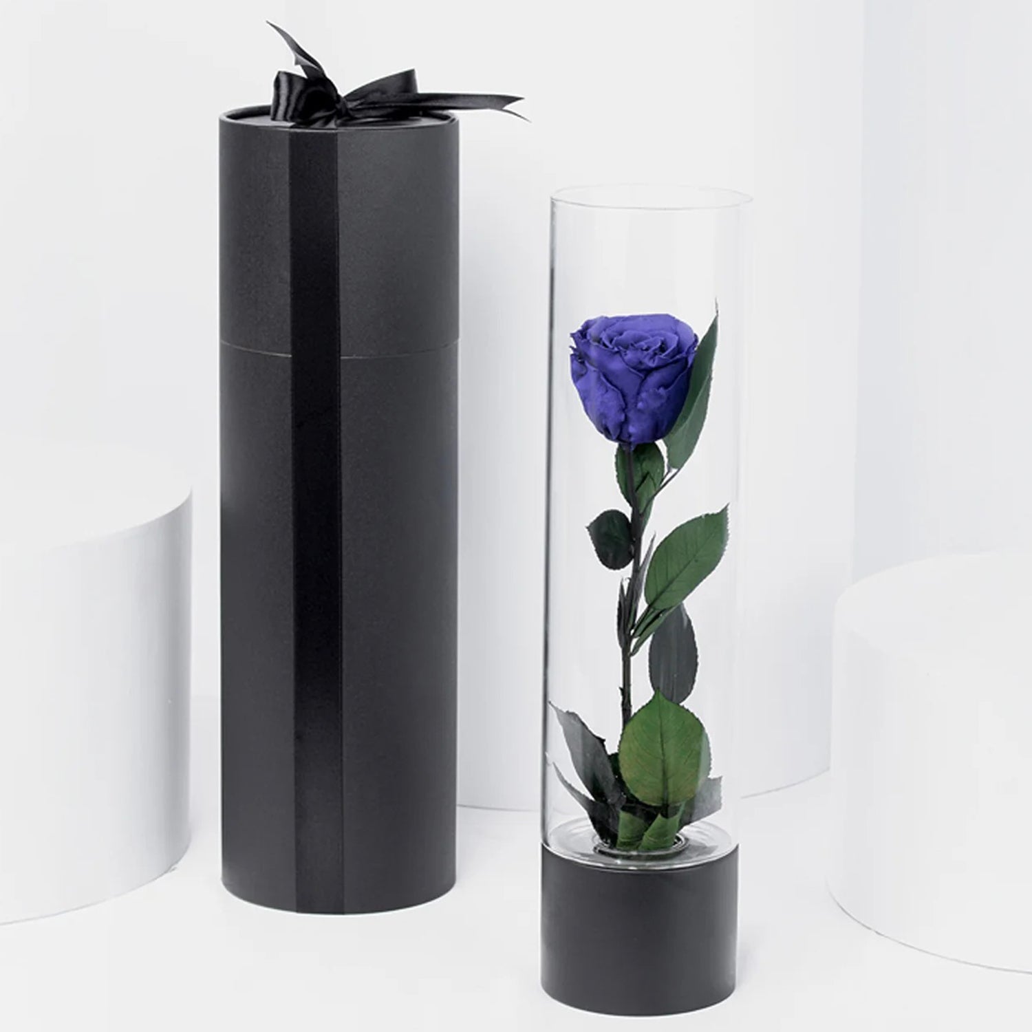 Luxury Royal Blue Forever Rose in a Beautiful Glass Vase
