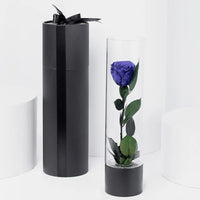 Exquisite Royal Blue Forever Rose in Elegant Glass Vase - Perfect Gift for Any Occasion