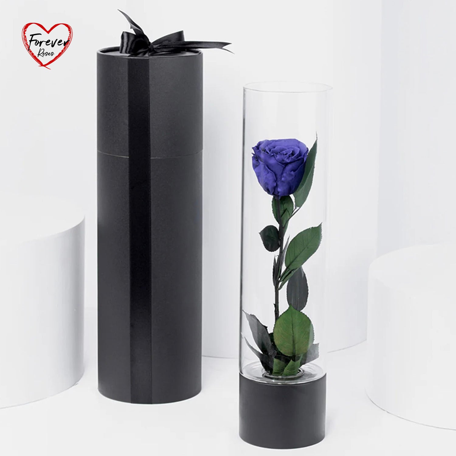 Luxury Royal Blue Forever Rose in a Beautiful Glass Vase
