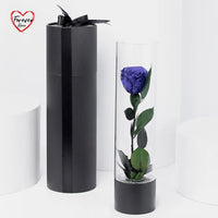 Exquisite Royal Blue Forever Rose in Elegant Glass Vase - Perfect Gift for Any Occasion