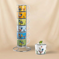 Cocorico Porcelain Espresso Cup Set (6 pcs) with Chic Sugar Bowl - Elegant French Design