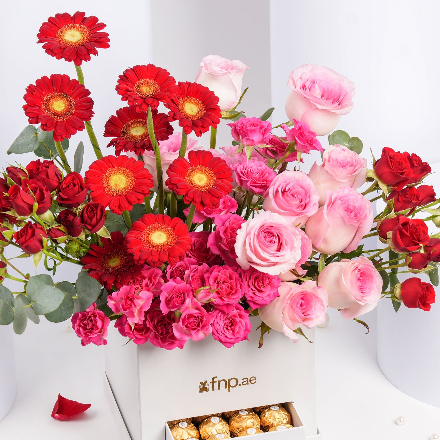 Flowers & Chocolate Box Arrangement