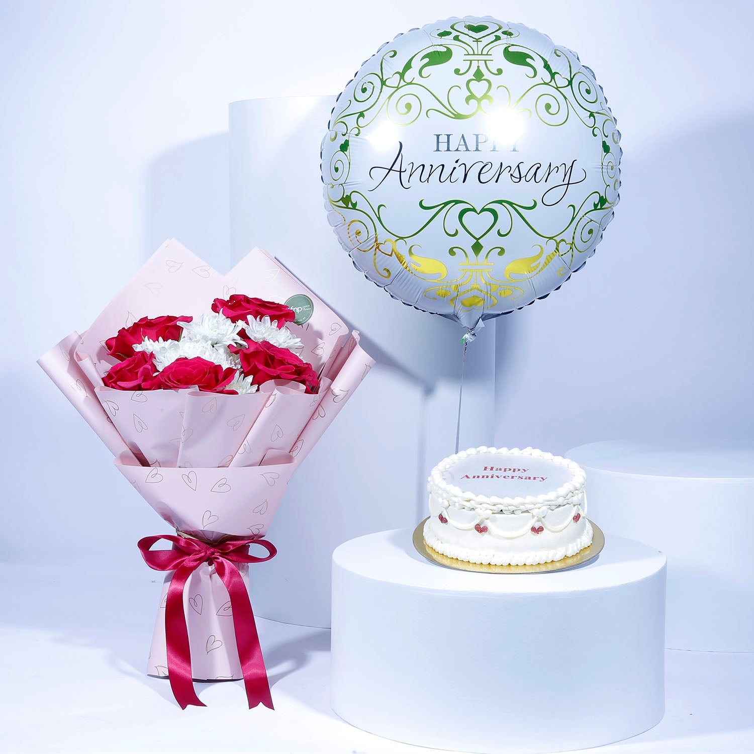 Anniversary Combo | Candle Cake With Bouquet n Balloon